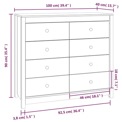 Βοηθητικό Ντουλάπι Καφέ Μελί 100x40x90 εκ. από Μασίφ Ξύλο Πεύκου