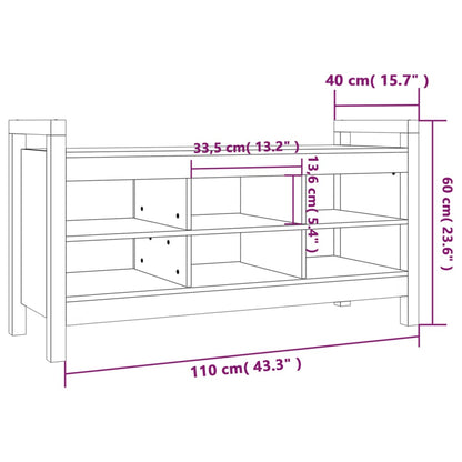 vidaXL Παγκάκι Χολ Γκρι 110x40x60 εκ. από Μασίφ Ξύλο Πεύκου