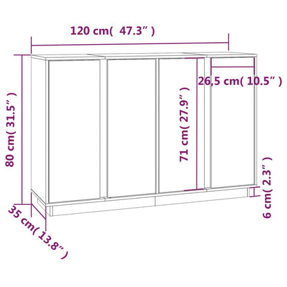 vidaXL Συρταριέρα Γκρι 120 x 35 x 80 εκ. από Μασίφ Ξύλο Πεύκου