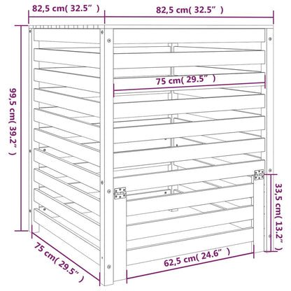 vidaXL Κομποστοποιητής 82,5 x 82,5 x 99,5 εκ. από Μασίφ Ξύλο Πεύκου