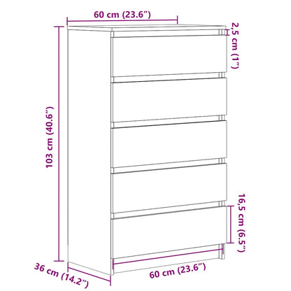 vidaXL Συρταριέρα Καπνιστή Δρυς 60x36x103 εκ. από Επεξεργασμένο Ξύλο