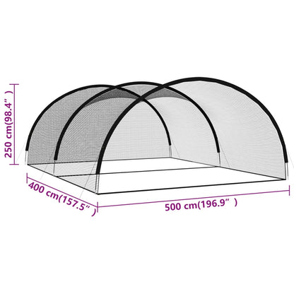 vidaXL Δίχτυ Κλουβί Μπέιζμπολ Μαύρο 500 x 400 x 250 εκ. από Πολυεστέρα
