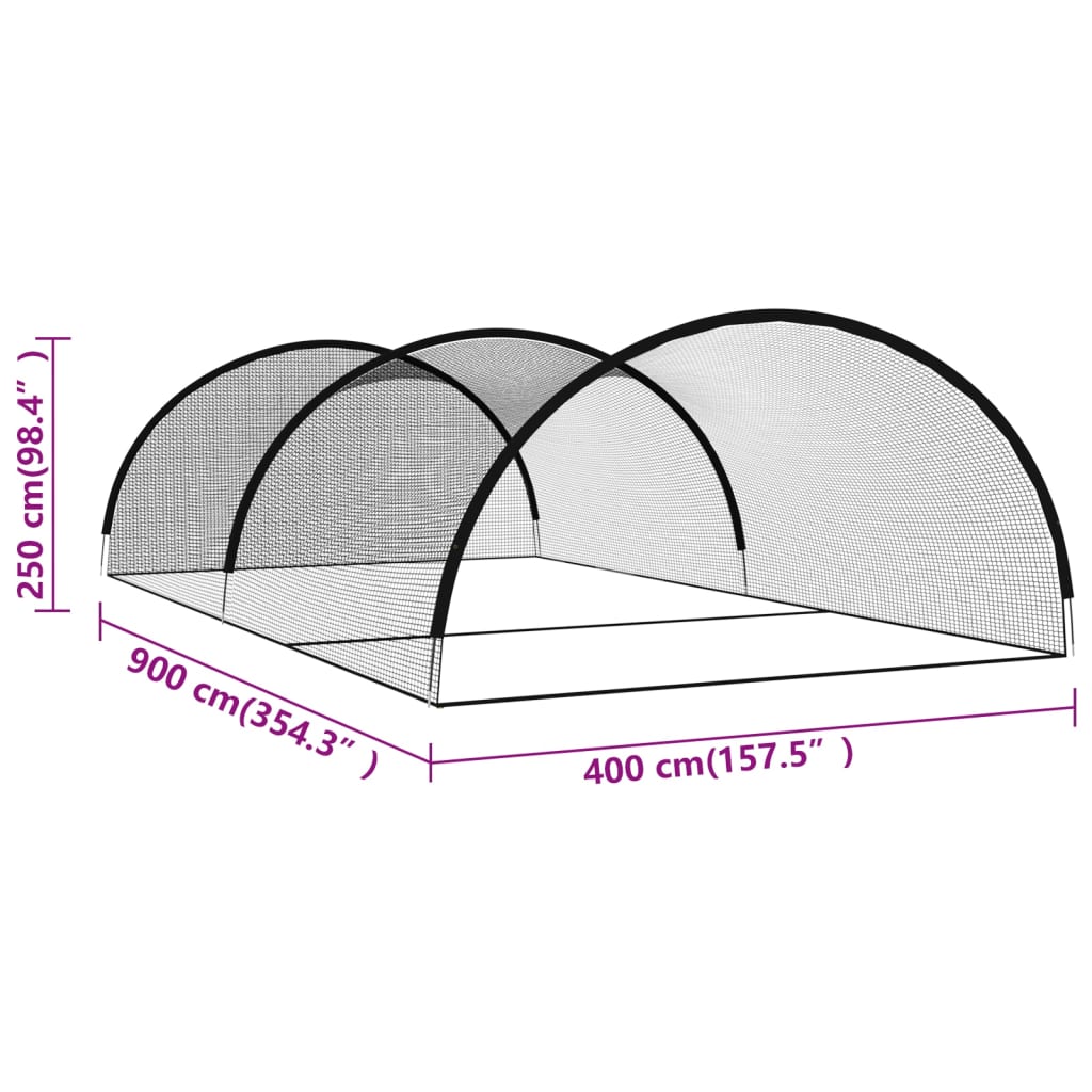 vidaXL Δίχτυ Κλουβί Μπέιζμπολ Μαύρο 900 x 400 x 250 εκ. από Πολυεστέρα