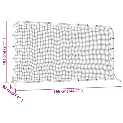 vidaXL Δίχτυ Ποδοσφαίρου Μαύρο 366 x 90 x 183 εκ. από Πολυεστέρα