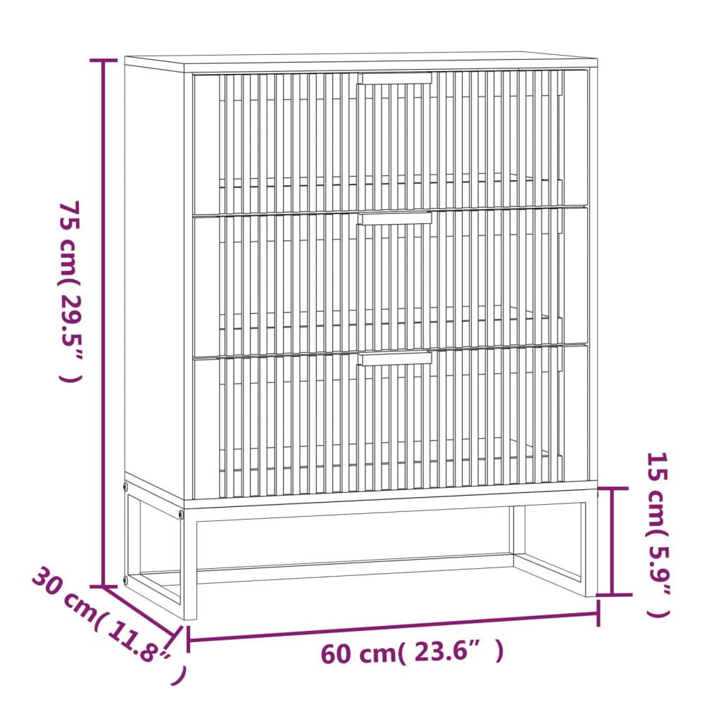 vidaXL Συρταριέρα Λευκή 60 x 30 x 75 εκ. από Επεξεργασμένο Ξύλο