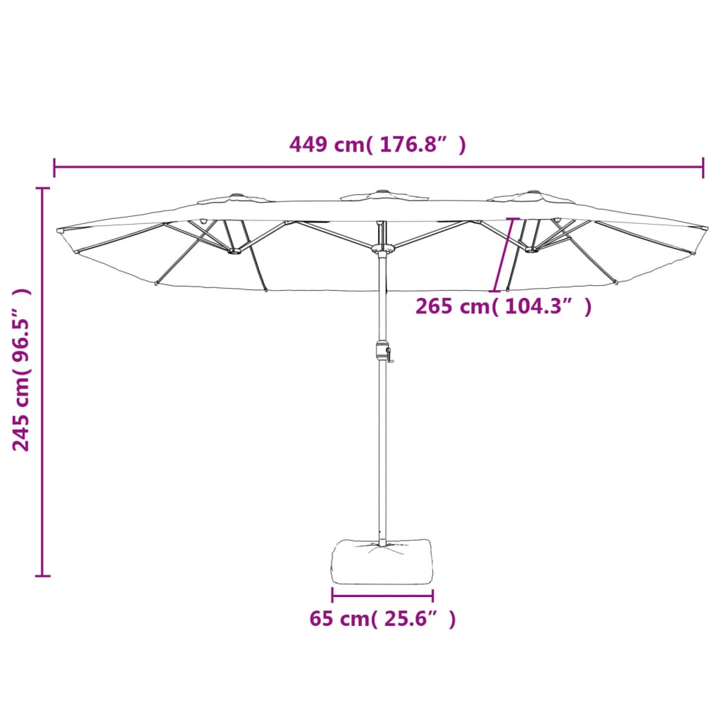 vidaXL Ομπρέλα με Διπλή Κορυφή Ανθρακί 449 x 245 εκ.