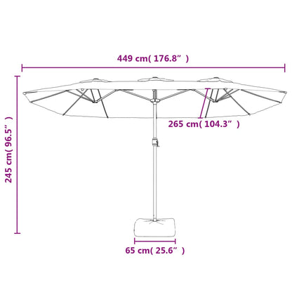 vidaXL Ομπρέλα με Διπλή Κορυφή Taupe 449 x 245 εκ.