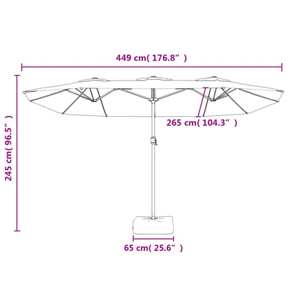 vidaXL Ομπρέλα Κήπου με Διπλή Κορυφή Μπορντό 449x245 εκ.