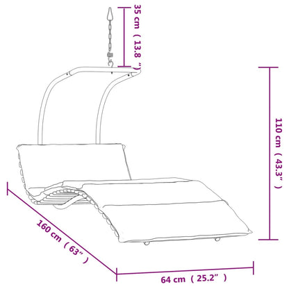 vidaXL Κούνια με Μαξιλάρι από Ύφασμα και Μασίφ Ξύλο Λεύκας