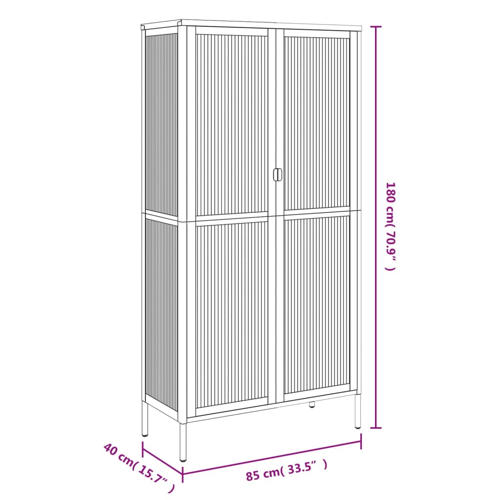 vidaXL Ψηλό Ντουλάπι Μαύρο 85 x 40 x 180 εκ. από Γυαλί και Ατσάλι