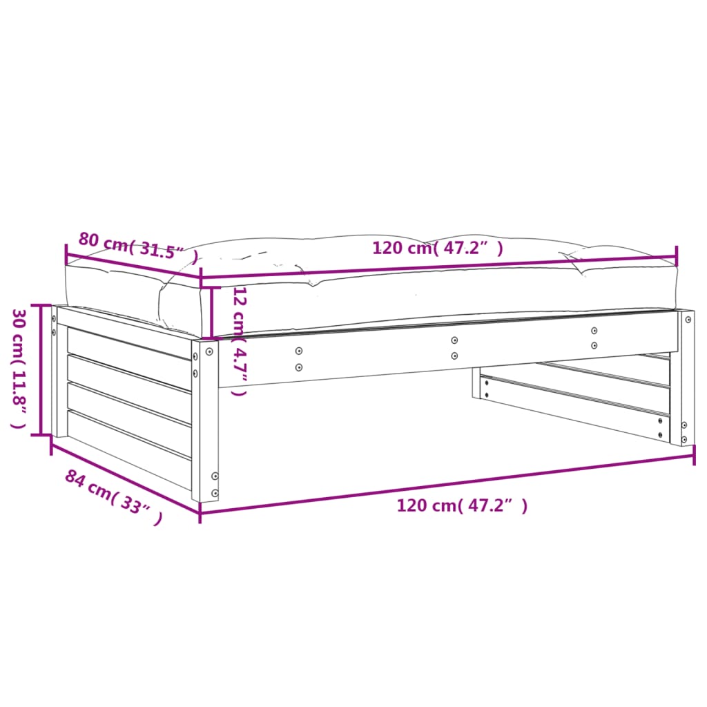 vidaXL Υποπόδιο Κήπου 120 x 80 εκ. από Εμποτισμένο Ξύλο Πεύκου