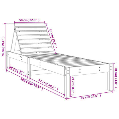 vidaXL Ξαπλώστρες 2 τεμ. Γκρι 199,5 x 60 x 74 εκ. Μασίφ Ξύλο Πεύκου