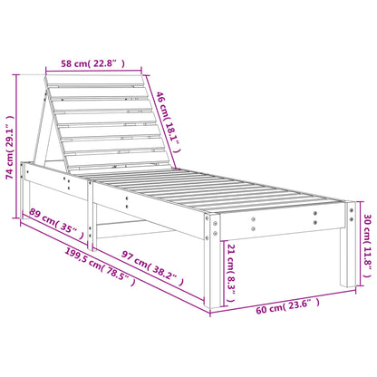 vidaXL Ξαπλώστρες 2 τεμ. Μελί Καφέ 199,5x60x74εκ από Μασίφ Ξύλο Πεύκου