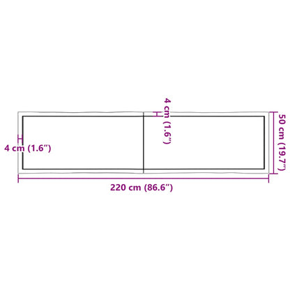 vidaXL Επιφ Τραπεζιού Αν Καφέ 220x50x(2-6)εκ.Ακατέργ. Μασίφ Ξύλο Δρυός