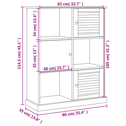 vidaXL Βιβλιοθήκη VIGO 90 x 35 x 114,5 εκ. από Μασίφ Ξύλο Πεύκου