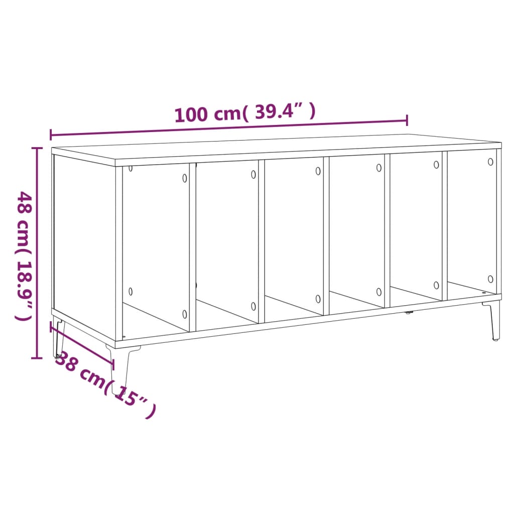 vidaXL Δισκοθήκη Καφέ Δρυς 100 x 38 x 48 εκ. από Επεξεργασμένο Ξύλο