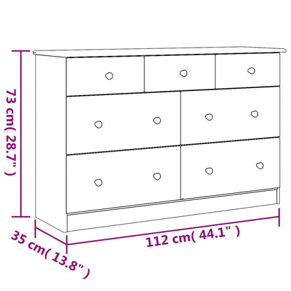 vidaXL Συρταριέρα ALTA Λευκή 112 x 35 x 73 εκ. από Μασίφ Ξύλο Πεύκου