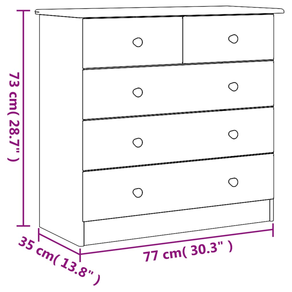 vidaXL Συρταριέρα ALTA Λευκή 77 x 35 x 73 εκ. από Μασίφ Ξύλο Πεύκου