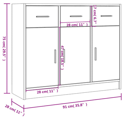 vidaXL Συρταριέρα Sonoma Δρυς 91 x 28 x 75 εκ. Επεξεργασμένο Ξύλο