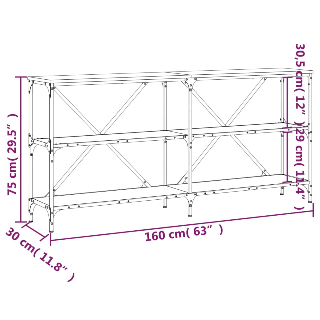 vidaXL Τραπέζι Κονσόλα Sonoma Δρυς 160x30x75 εκ.