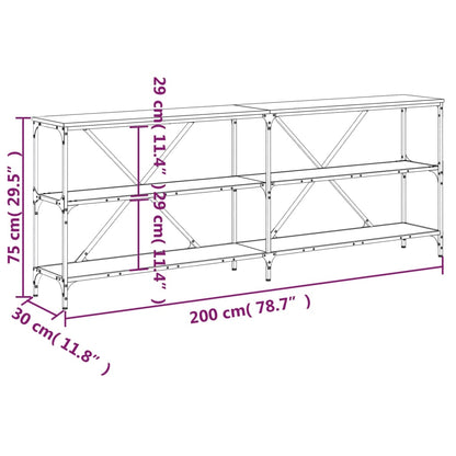 vidaXL Τραπέζι Κονσόλα Sonoma Δρυς 200x30x75 εκ. Επεξ. Ξύλο/Σίδηρος