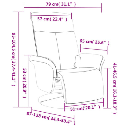 vidaXL Πολυθρόνα Μασάζ Ανακλινόμενη με Υποπόδιο Αν. Γκρι Υφασμάτινη