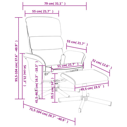 vidaXL Πολυθρόνα Μασάζ Ανακλινόμενη με Υποπόδιο Αν. Γκρι Υφασμάτινη