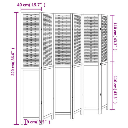 vidaXL Διαχωριστικό Χώρου με 6 Πάνελ Σκ. Καφέ από Μασίφ Ξύλο Παυλώνιας