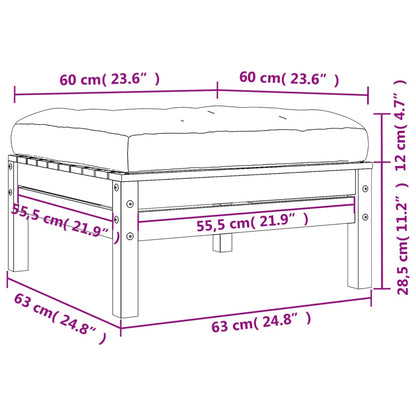 vidaXL Υποπόδια Κήπου με Μαξιλάρια 2 τεμ. από Εμποτισμένο Ξύλο Πεύκου