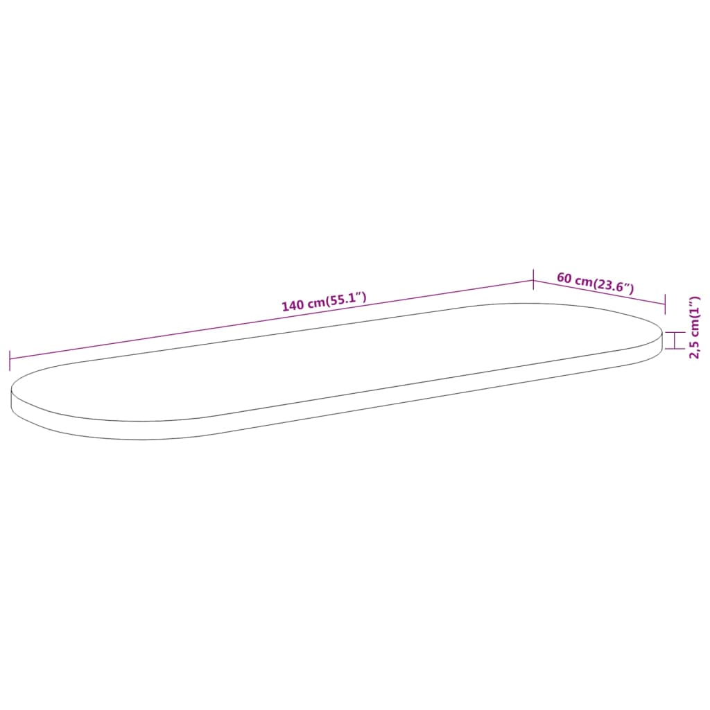 vidaXL Επιφάνεια Τραπεζιού Οβάλ 140x60x2,5 εκ. Μασίφ Ξύλο Ακακίας