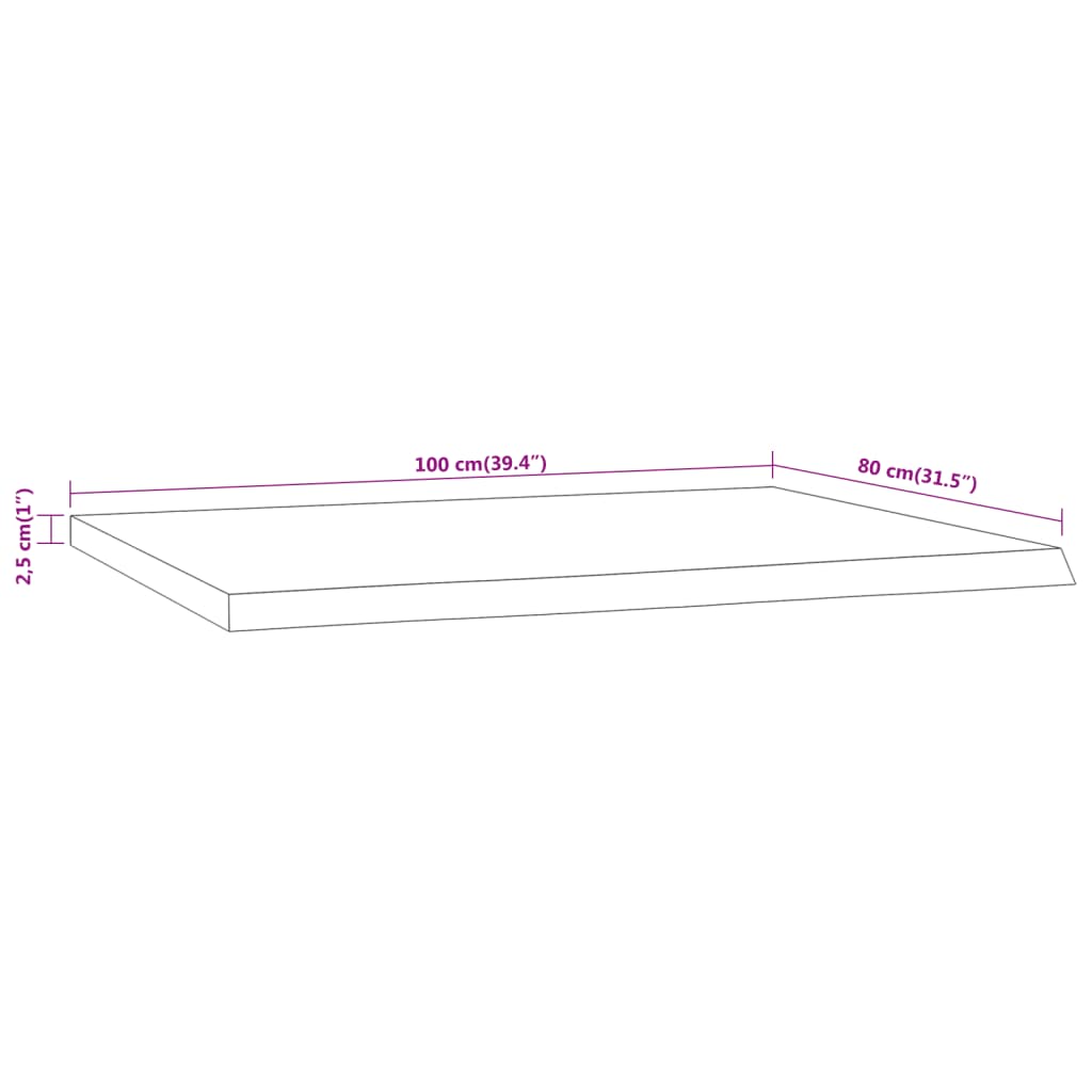 Επιφάνεια Γραφείου Ορθογώνια 100x80 cm από Μασίφ Ξύλο Ακακίας