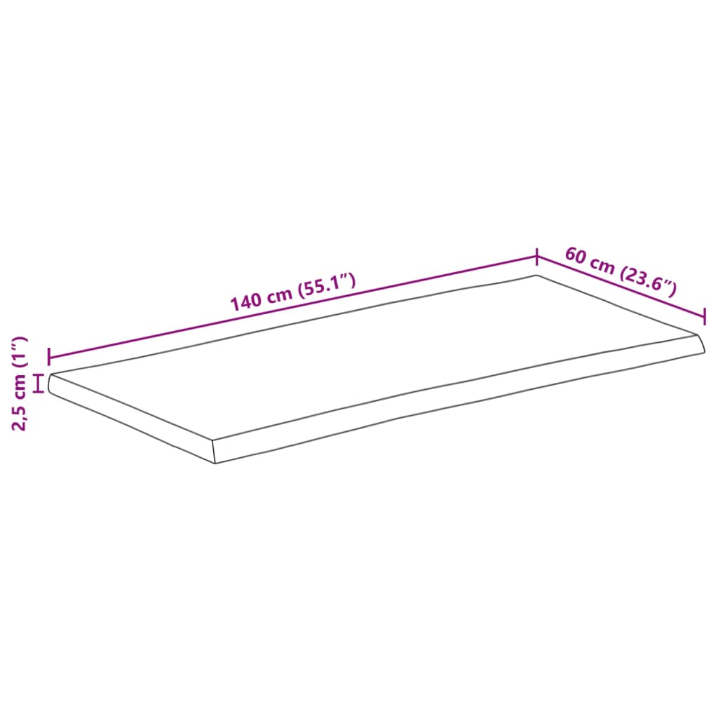 vidaXL Επιφάνεια Τραπεζιού 140x60x2,5 εκ. Live Edge Μασίφ Ξύλο Μάνγκο