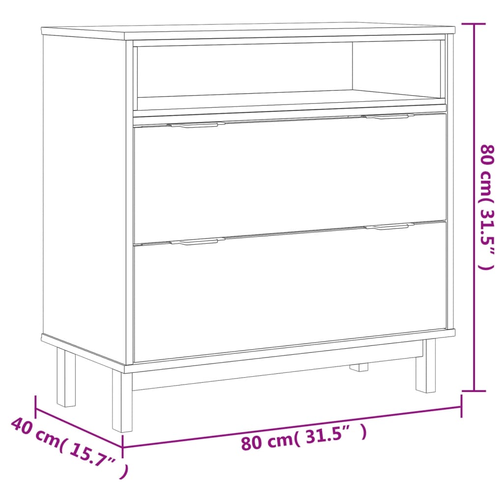 vidaXL Συρταριέρα FLAM 80 x 40 x 80 εκ. από Μασίφ Ξύλο Πεύκου