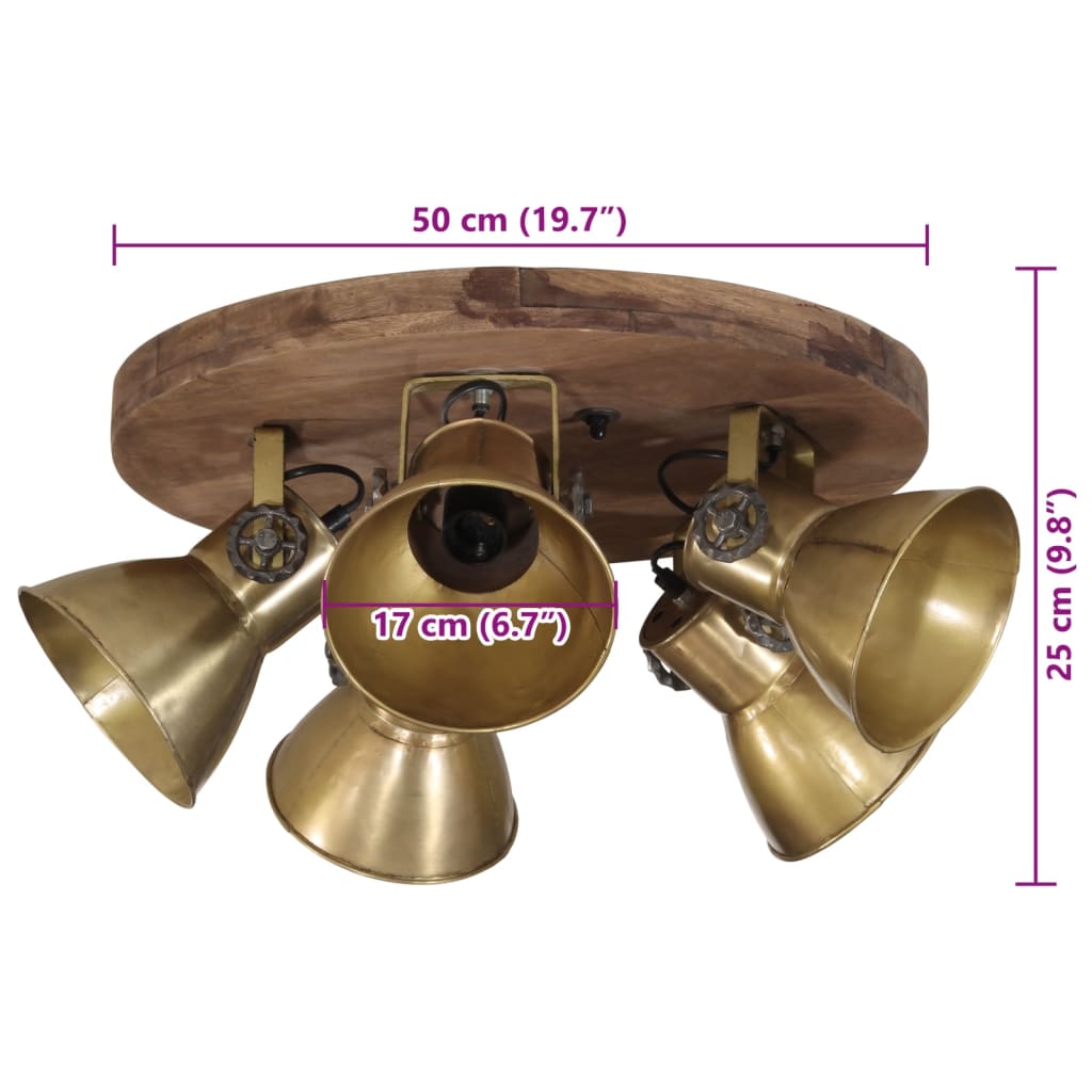 vidaXL Φωτιστικό Οροφής 25 W Αντικέ Ορείχαλκος 50x50x25 εκ. Ε27