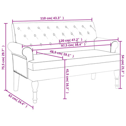 vidaXL Παγκάκι με Πλάτη Ανοιχτό Γκρι 120 x 62 x 75,5 εκ. Υφασμάτινος