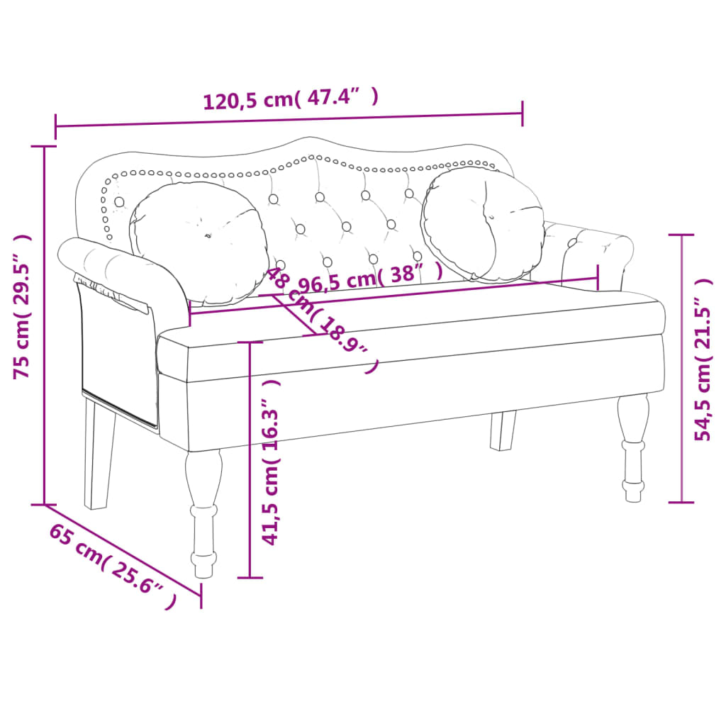 vidaXL Παγκάκι με Μαξιλάρια Ανοιχτό Γκρι 120,5 x 65 x 75 εκ. Βελούδινο