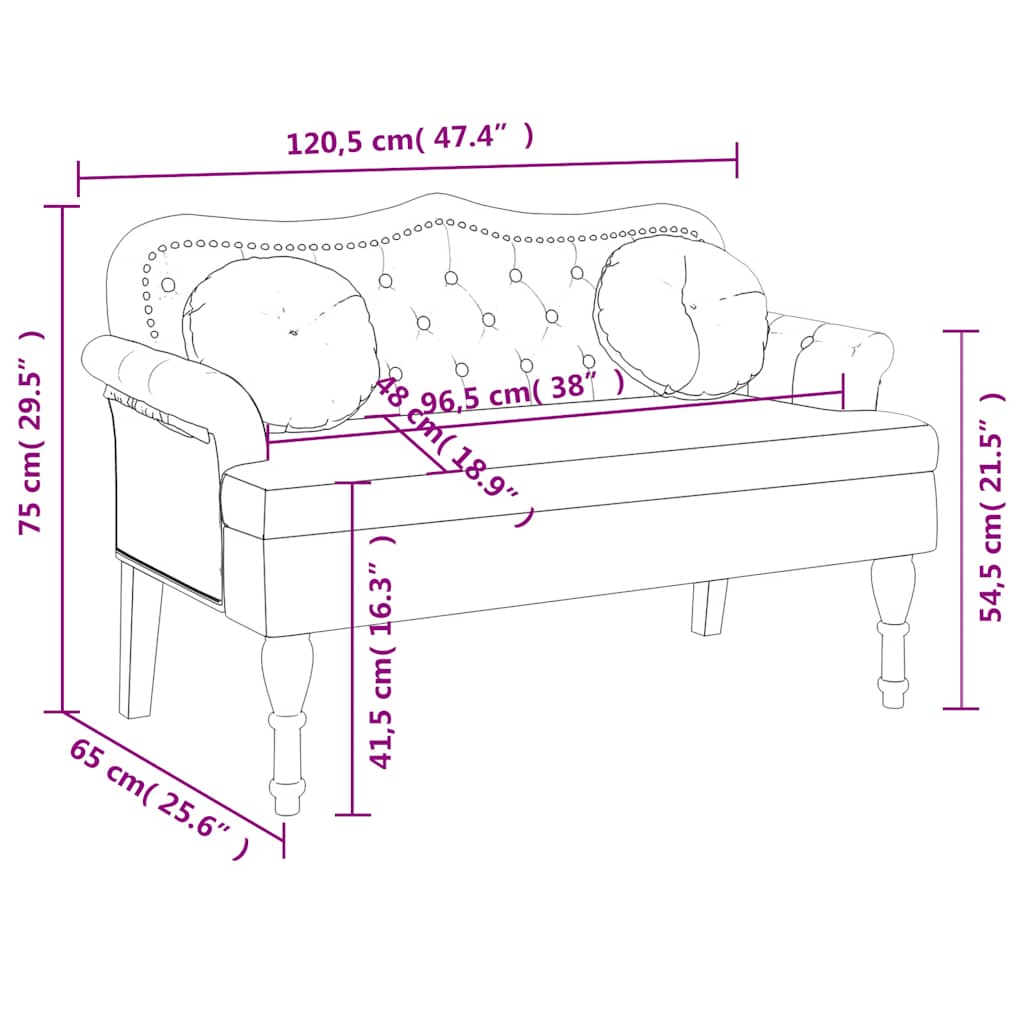 vidaXL Παγκάκι Σκούρο Γκρι με Μαξιλάρια 120,5 x 65 x 75 εκ.