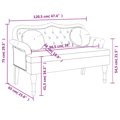 vidaXL Παγκάκι με Μαξιλάρια Μπορντό 120,5 x 65 x 75 εκ.