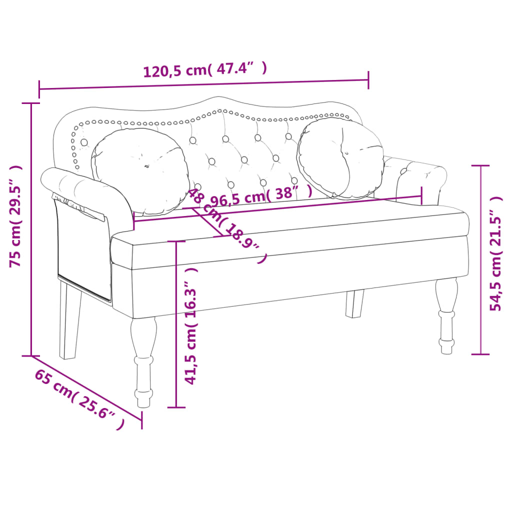 vidaXL Παγκάκι με Μαξιλάρια Κίτρινο 120,5 x 65 x 75 εκ. Βελούδινο