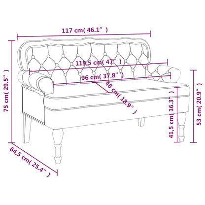 vidaXL Παγκάκι με Πλάτη Σκούρο Γκρι 119,5x64,5x75 εκ. Βελούδινο