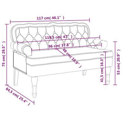 vidaXL Παγκάκι με Πλάτη Κρεμ 119,5x64,5x75 εκ. Βελούδινο