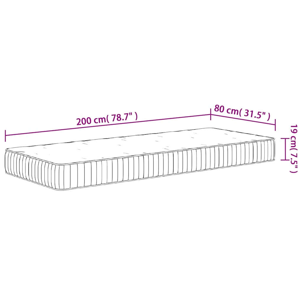 vidaXL Στρώμα με Pocket Springs Μεσαία Σκληρότητα 80 x 200 εκ.