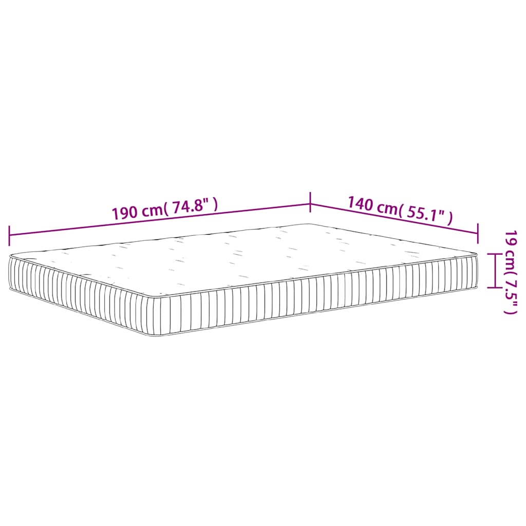 vidaXL Στρώμα με Pocket Springs Μεσαία 140x190 εκ.