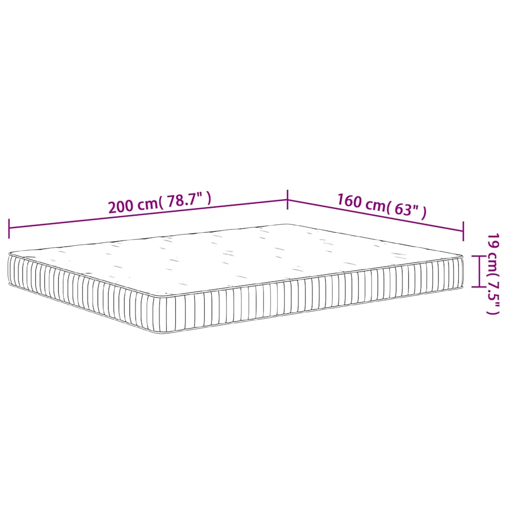 vidaXL Στρώμα με Pocket Springs Μεσαία Σκληρότητα 160 x 200 εκ.