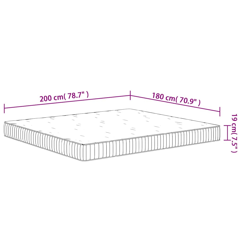 vidaXL Στρώμα με Pocket Springs Μεσαία Σκληρότητα 180 x 200 εκ.