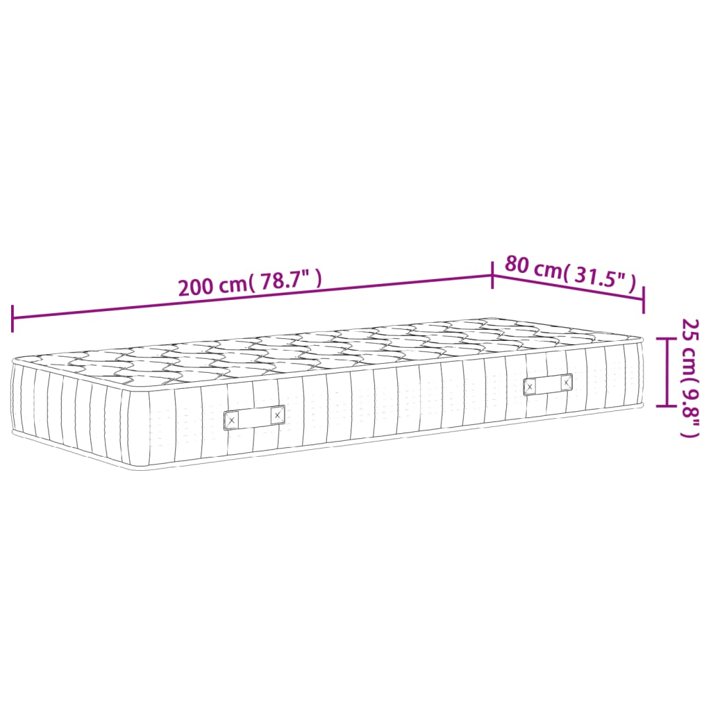 vidaXL Στρώμα με Pocket Springs Μεσαία Σκληρότητα 80x200 εκ.