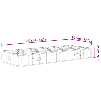 vidaXL Στρώμα με Pocket Springs Μεσαία Σκληρότητα 90x200 εκ. Μονό