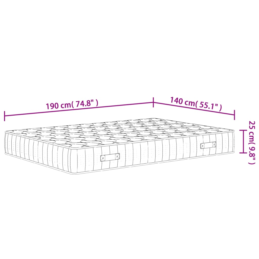 vidaXL Στρώμα με Pocket Springs Μεσαία Σκληρότητα 140x190 εκ.