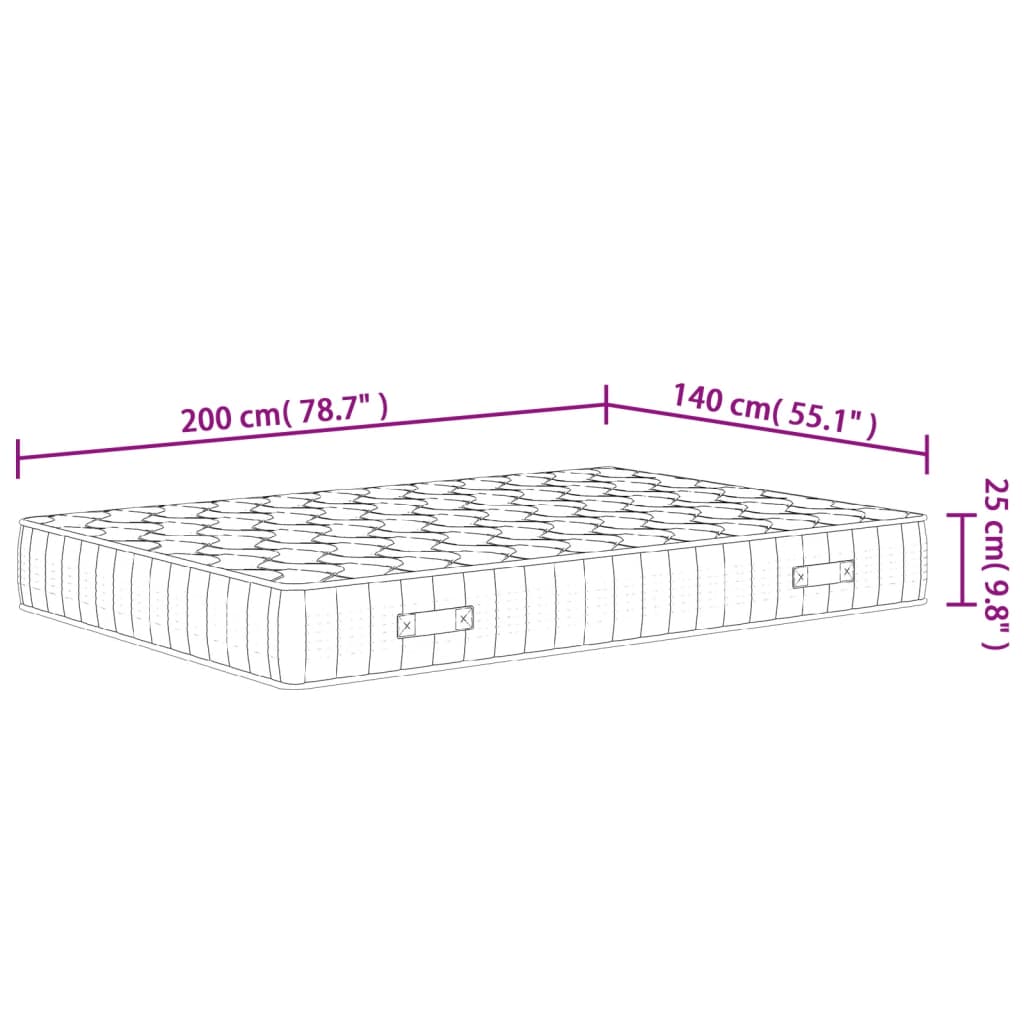 vidaXL Στρώμα με Pocket Springs Μεσαία Σκληρότητα 140x200 εκ.