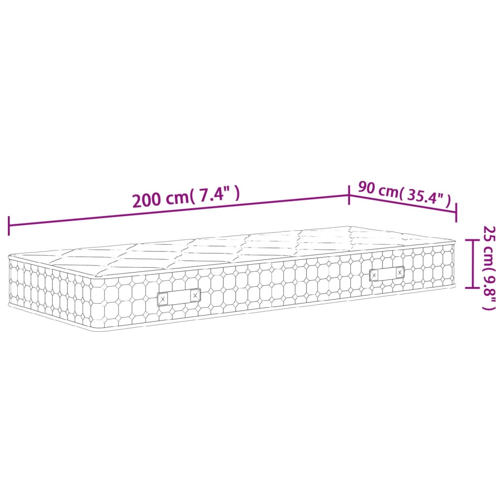 vidaXL Στρώμα με Pocket Springs Μεσαία Σκληρότητα 90 x 200 εκ.